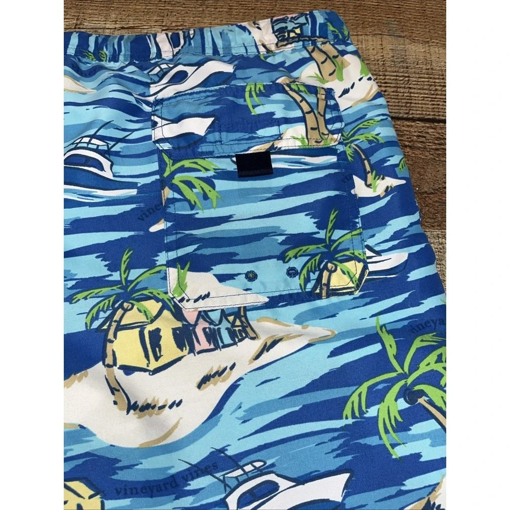 Vineyard Vines Trunks Mens L Beach Sailboat Island Lined Drawstring Resort(2738)